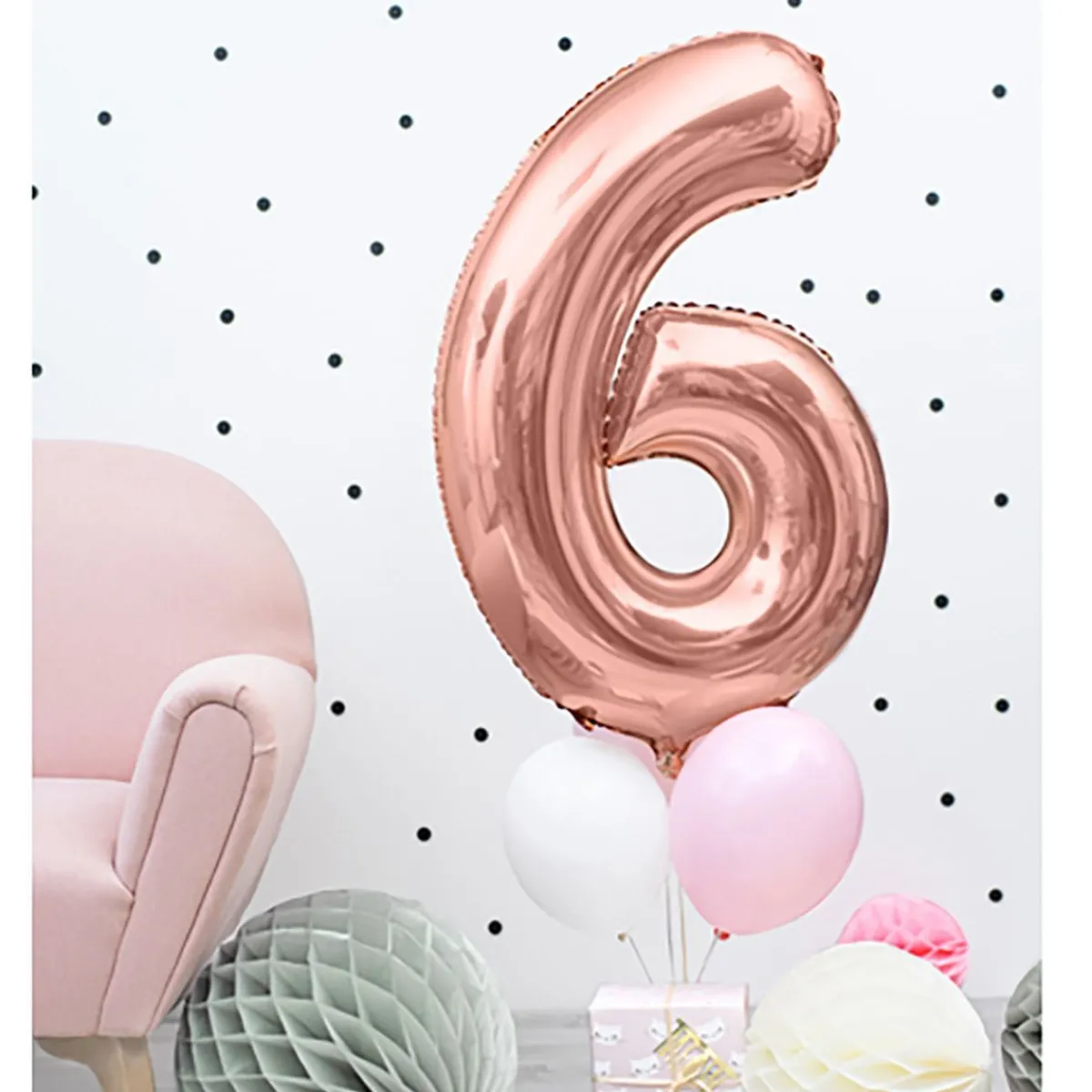Best Balon Pink Metal Foliowy Cyfra "6" 86 Cm Sale