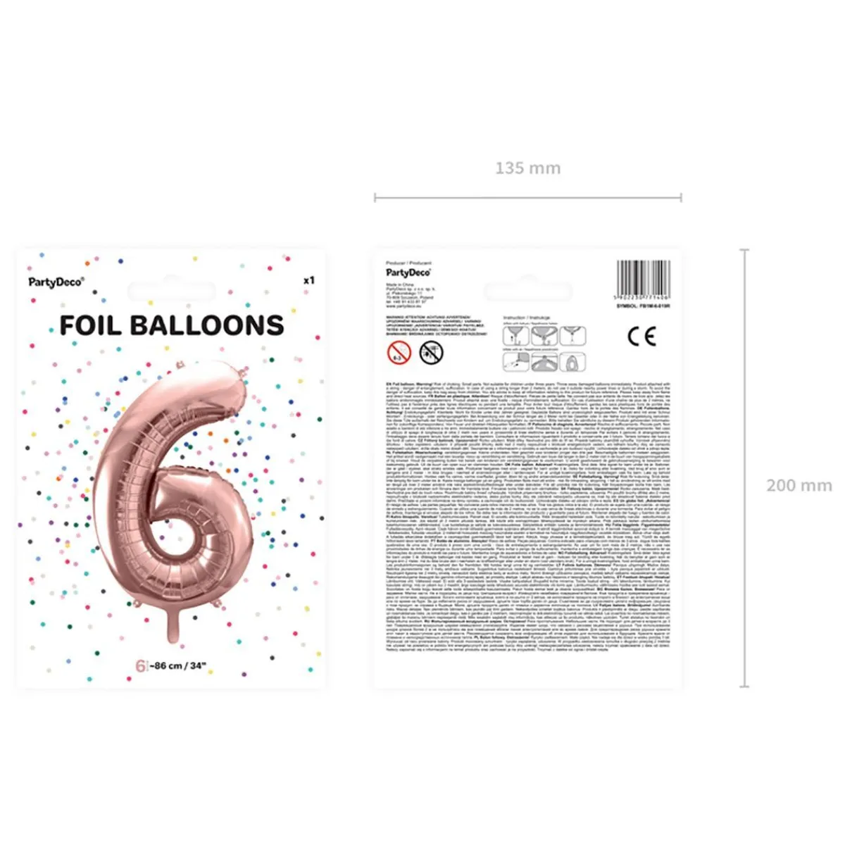 Best Balon Pink Metal Foliowy Cyfra "6" 86 Cm Sale
