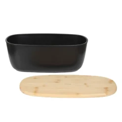 Cheap Chlebak Nores Z Bambusowa Pokrywka Czarny 37X22X14 Cm Chlebaki