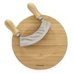 Best Sale Deska Bambou Okragla Z Nozykiem Do Ziol 20X1,6 Cm Deski Do Krojenia
