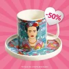 Cheap Filizanka Frida Kahlo Do Espresso Ze Spodkiem Turkusowa 0,08 L Filizanki