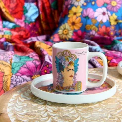 Fashion Filizanka Frida Kahlo Do Espresso Ze Spodkiem Fioletowa 0,08 L Filizanki