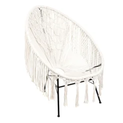Outlet Fotel Acapulco Bliss Makrama Ecru 93X73X85 Cm Krzesła Ogródowe