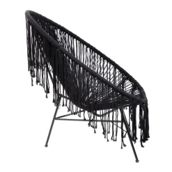 Fashion Fotel Acapulco Bliss Makrama Czarna 93X73X85 Cm Krzesła Ogródowe
