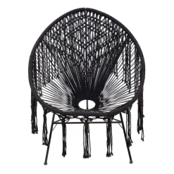 Fashion Fotel Acapulco Spirit Makrama Czarna 93X73X85 Cm Krzesła Ogródowe