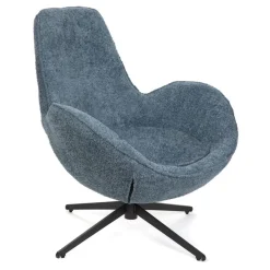 Best Sale Fotel Lunaire Obrotowy W Tkaninie Teddy Boucle Granatowy 86X76X87 Cm Fotele
