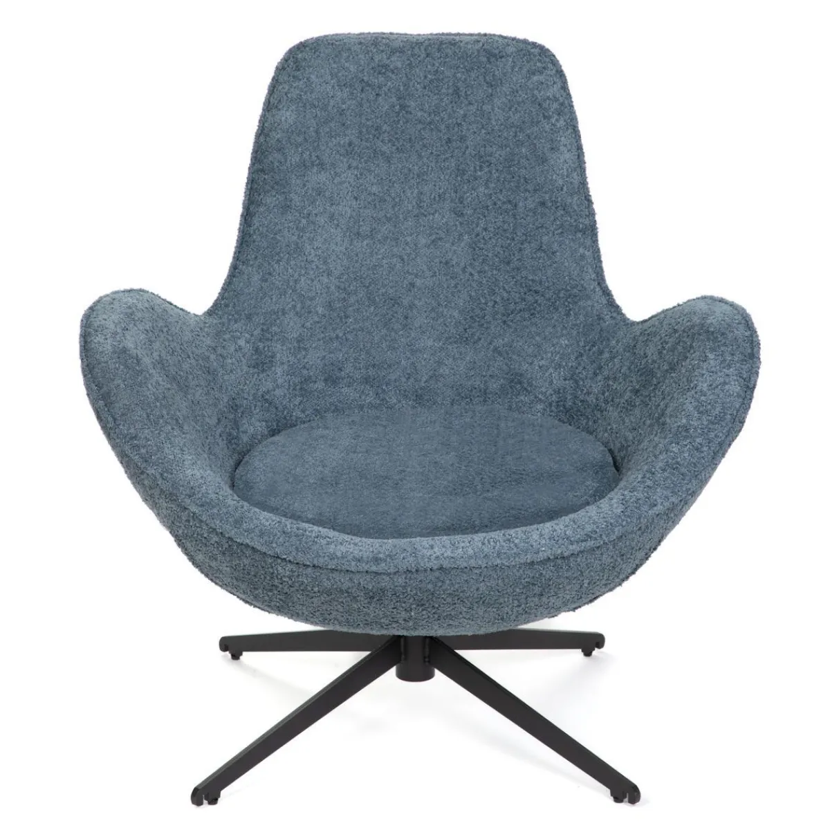 Best Sale Fotel Lunaire Obrotowy W Tkaninie Teddy Boucle Granatowy 86X76X87 Cm Fotele