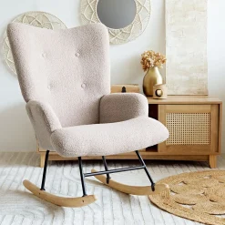 Store Fotel Moss Teddy Boucle Bujany Bezowy W Tkaninie Teddy Boucle 72X73X92 Cm Fotele