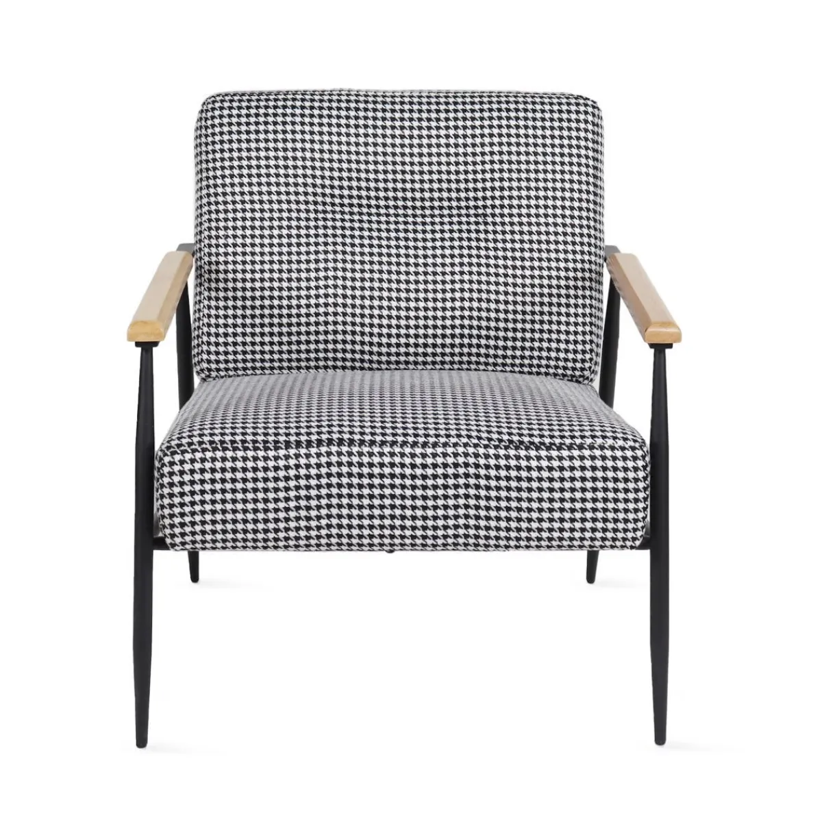 Flash Sale Fotel Veludo Bialy W Czarna Pepitke 71X70X83 Cm Fotele