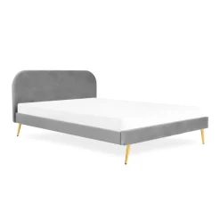 Fashion Łóżko Venlo Welurowe Szare 160X200 Cm Łóżka 160 X 200