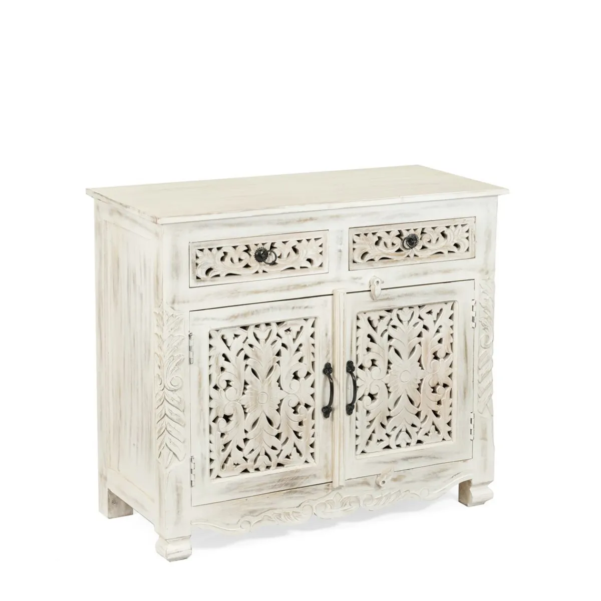 Store Komoda Banhi Lite Drewno Mango Zlobione 90X42X80 Cm Komody