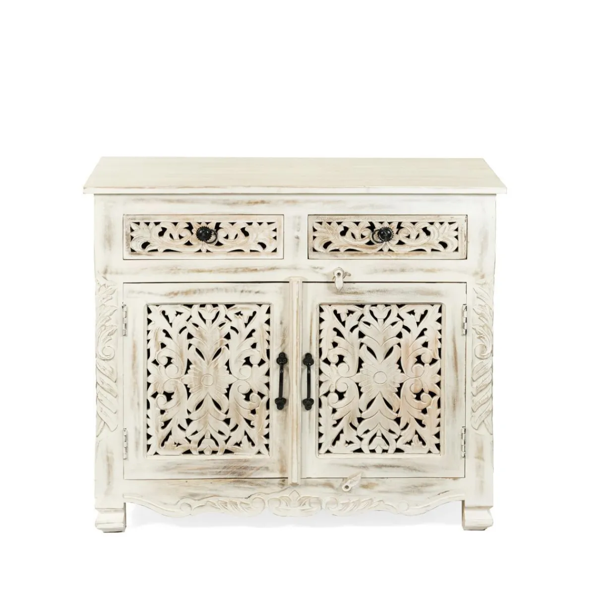 Store Komoda Banhi Lite Drewno Mango Zlobione 90X42X80 Cm Komody