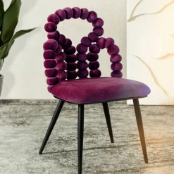 Fashion Krzeslo Bubble Beam Welurowe Bordowe Z Czarnymi Nogami 56,5X52X87 Cm Krzesła