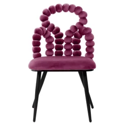 Fashion Krzeslo Bubble Beam Welurowe Bordowe Z Czarnymi Nogami 56,5X52X87 Cm Krzesła