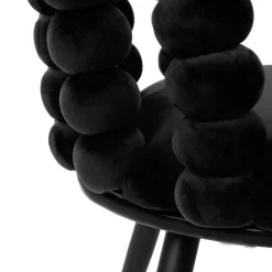 New Krzeslo Bubble Beam Welurowe Czarne Z Czarnymi Nogami 56,5X52X87 Cm Krzesła