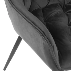 Outlet Krzeslo Flossi Welurowe Czarne 57X63X84 Cm Krzesła