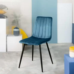 Cheap Krzeslo Golick Welurowe Granatowe 44X57X88 Cm Krzesła