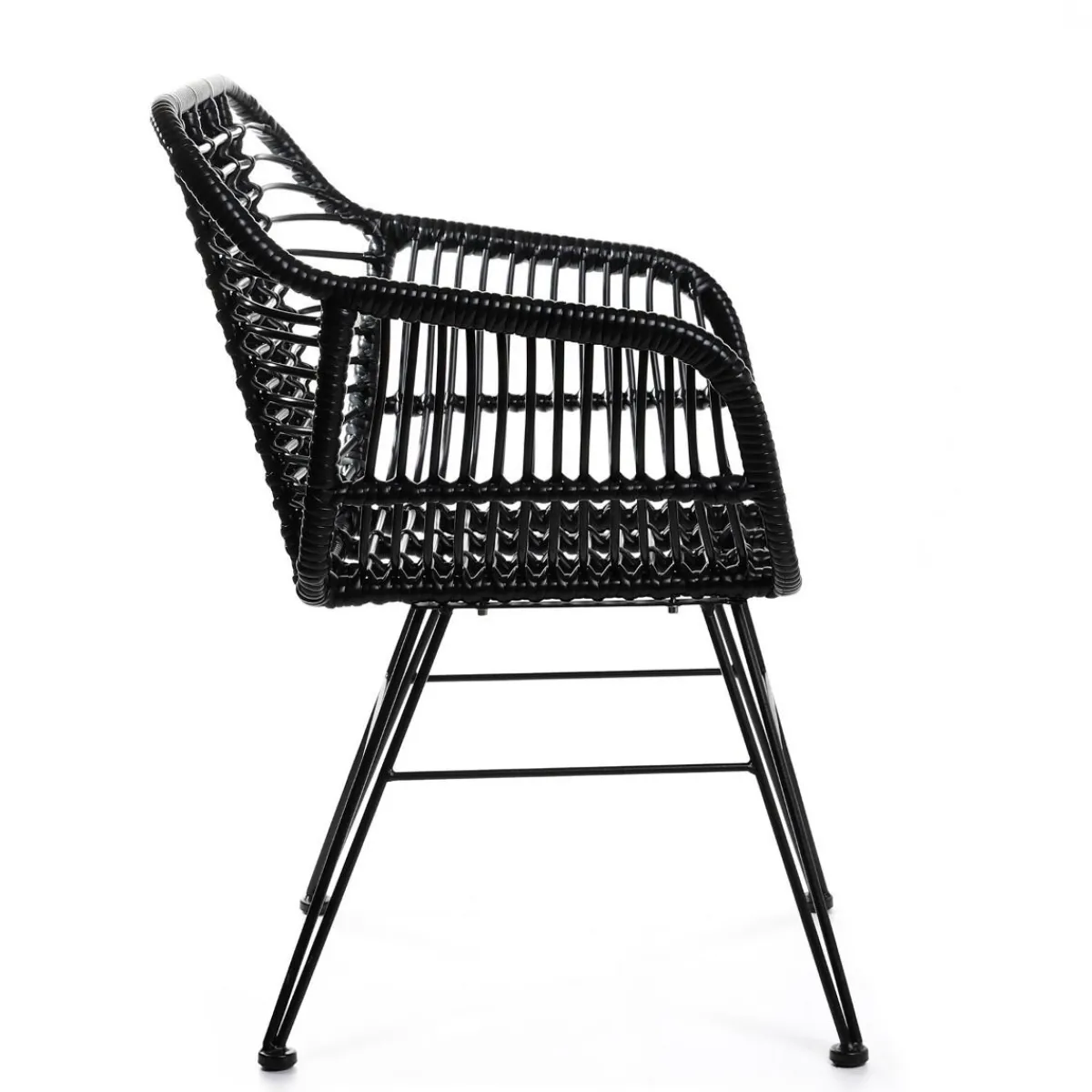 Store Krzeslo Jardin Plecione Czarne 57X62X81 Cm Krzesła Ogródowe