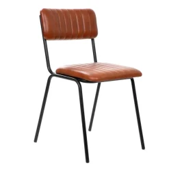 Best Sale Krzeslo Lumbar W Obiciu Ze Skory Bawolej Brazowe 46X52X78 Cm Krzesła
