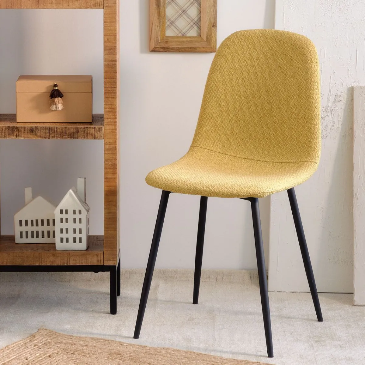 Sale Krzeslo Slank W Tkaninie Musztardowe 44X52X85Cm Krzesła