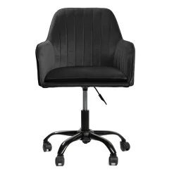 New Krzeslo Teill Welurowe Obrotowe Czarne 55,5X54,5X80-90Cm Krzesła Obrotowe