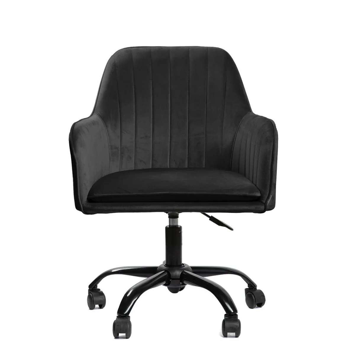 New Krzeslo Teill Welurowe Obrotowe Czarne 55,5X54,5X80-90Cm Krzesła Obrotowe