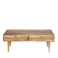 Clearance Lawa Natte Drewniana Lite Drewno Mango Z Rattanem 120X45X45 Stoliki Kawowe