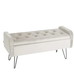 Outlet Lawka Venlo Welurowa Bezowa 100X39X45Cm Siedziska Do Przedpokoju