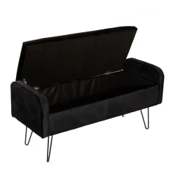 Online Lawka Venlo Welurowa Czarna 100X39X45Cm Siedziska Do Przedpokoju