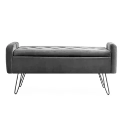 Flash Sale Lawka Venlo Welurowa Szara 100X39X45Cm Siedziska Do Przedpokoju