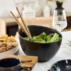 Hot Misa Mooka Do Salat Ceramiczna Z Przyborami Czarna 24 Cm Naczynia Ogródowe I Piknikowe