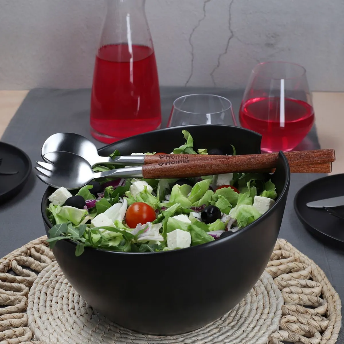 Hot Misa Mooka Do Salat Ceramiczna Z Przyborami Czarna 24 Cm Naczynia Ogródowe I Piknikowe