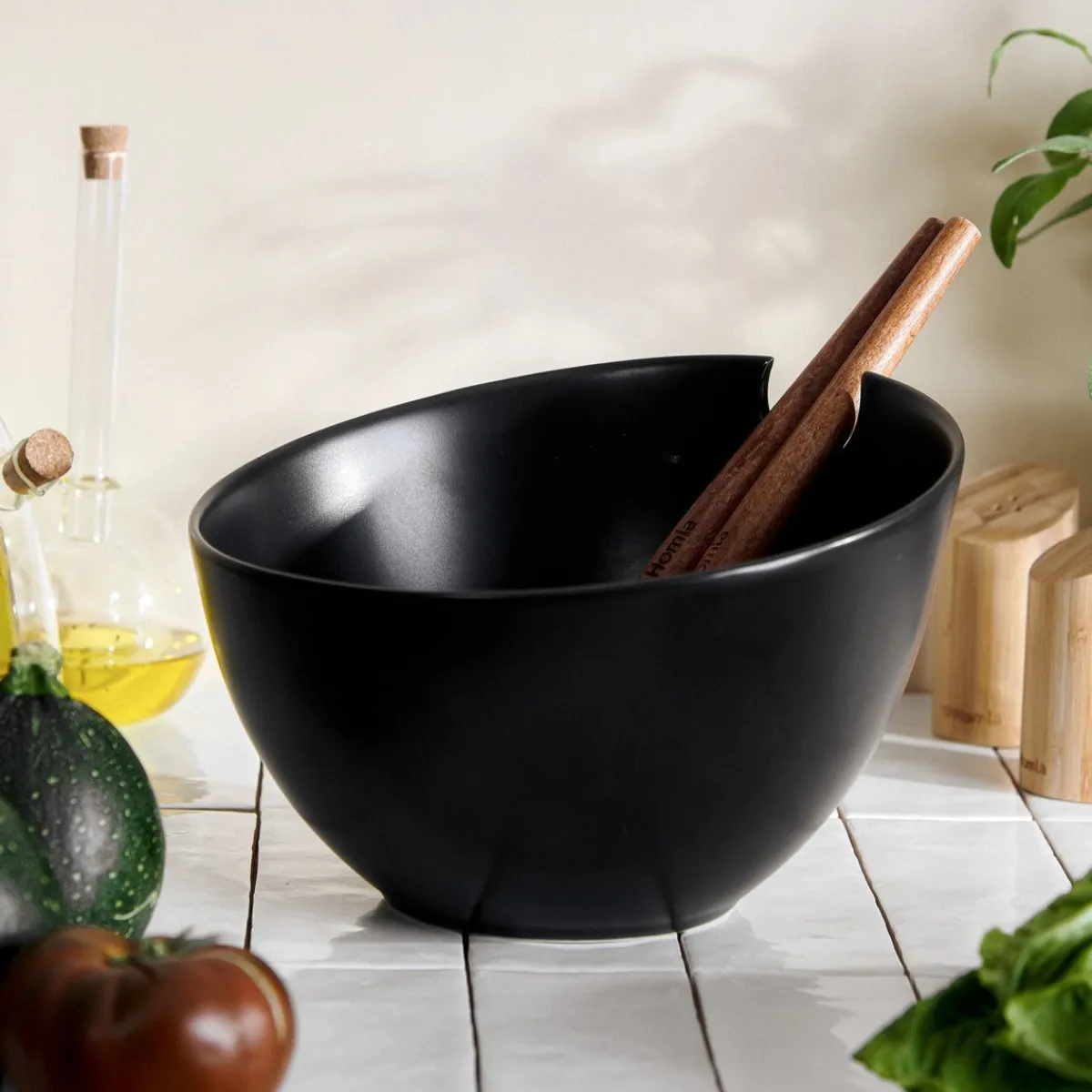 Hot Misa Mooka Do Salat Ceramiczna Z Przyborami Czarna 24 Cm Naczynia Ogródowe I Piknikowe