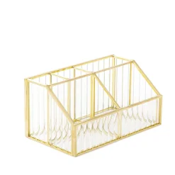 Sale Organizer Grazia Ze Szkla Prazkowanego 17,5X10X8,5 Cm Organizery Łazienkowe