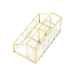 Sale Organizer Grazia Ze Szkla Prazkowanego 17,5X10X8,5 Cm Organizery Łazienkowe