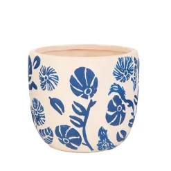 Outlet Oslonka Na Doniczke Grace Z Granatowymi Wytloczeniami 13,5X13,5X12 Cm Wazony I Donice