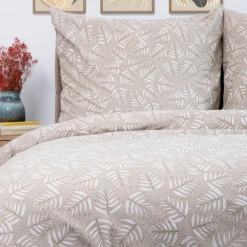 Clearance Pościel Coraline Bawelniana Bezowa W Liscie 200X220 Cm Pościel Bawelniana