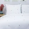 Store Pościel Hadley Bawelniana W Listki Z Zielona Lamowka 200X220 + 2*50X60 Cm Pościel Bawelniana