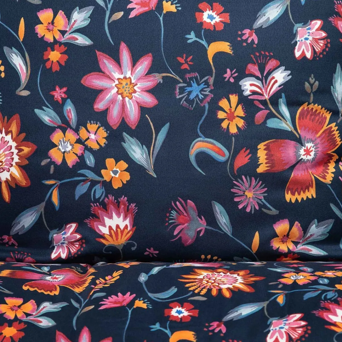 Online Pościel Vabel Z Mikrofibry Granatowa W Liscie I Kwiaty 160X200 Cm Pościel Z Mikrofibry