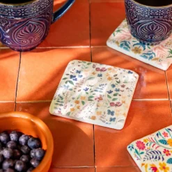 Sale Podkladka Melte Ceramiczna Drobne Kwiaty I Listki 4 Szt. Podstawki Pod Herbatę