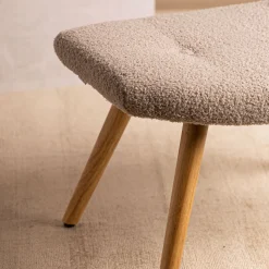 New PodNożek Moss Teddy Boucle W Tkaninie Teddy Jasno 61X41X38 Cm Podnóżki