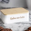 Store Pojemnik Escille Z Drewniana Pokrywka Bialy 18X15X6 Cm Pojemniki Na Żywność