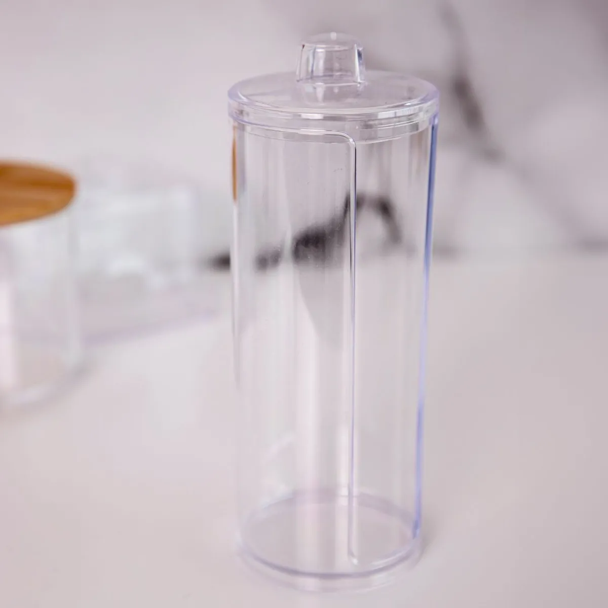 Hot Pojemnik Falsa Na Waciki Transparentny 7X7X18 Cm Organizery Łazienkowe
