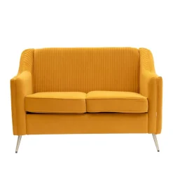 Online Sofa Avant Sofa 2-Osobowa, Welurowa Musztardowa 127X82X81.5 Cm Sofy