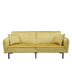 Store Sofa Canto 3-Osobowa, Z Funkcja Spania, Welurowa Musztardowa 199X90X85 Cm Sofy