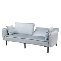 Online Sofa Canto 3-Osobowa, Z Funkcja Spania, Welurowa Szara 199X90X85 Cm Sofy