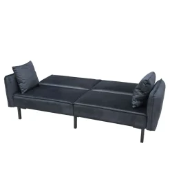 Cheap Sofa Canto 3-Osobowa, Z Funkcja Spania, Welurowa Czarna 199X90X85 Cm Sofy