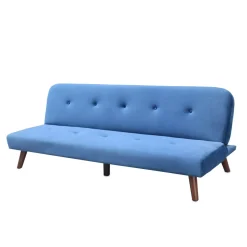 Online Sofa Rinko Sofa 3-Osobowa, Z Funkcja Spania, Welurowa Granatowa 195X81X74 Cm Sofy