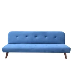 Online Sofa Rinko Sofa 3-Osobowa, Z Funkcja Spania, Welurowa Granatowa 195X81X74 Cm Sofy