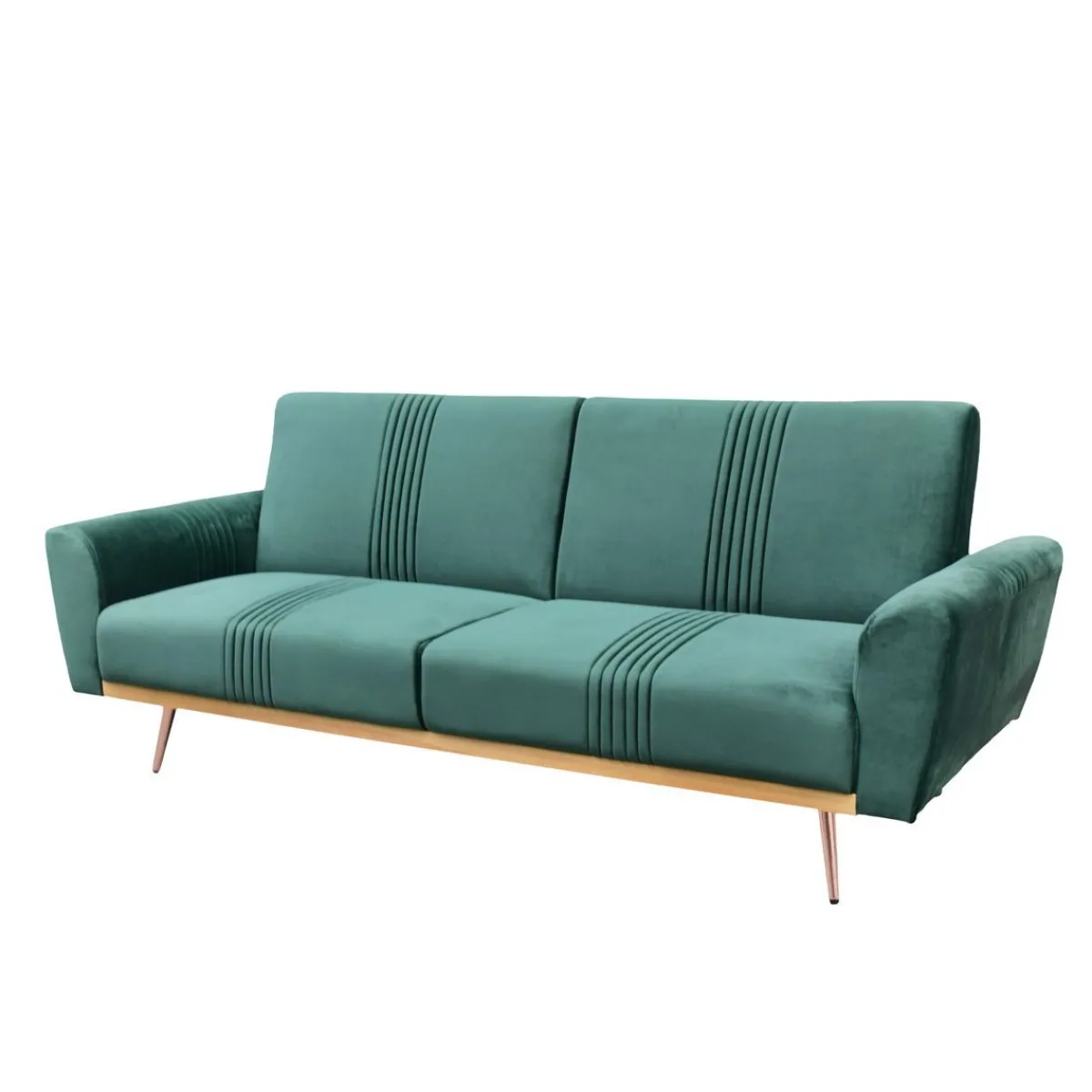 Flash Sale Sofa Samtige 3-Osobowa, Z Funkcja Spania, Welurowa Zielona 212X84X86.5 Cm Sofy